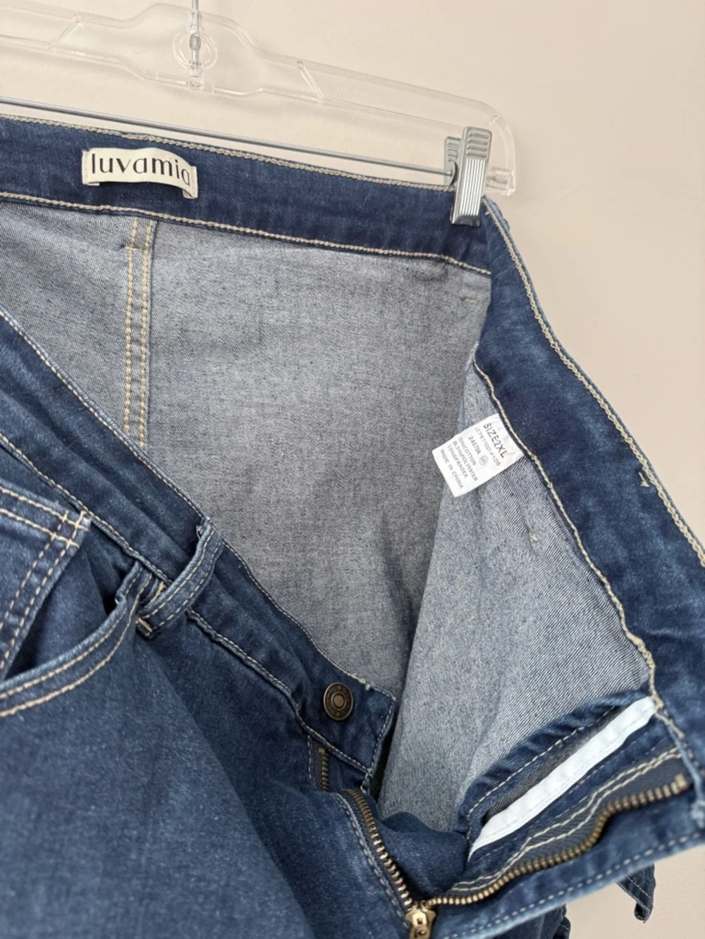 Classic Blue Denim Mini Skort Plus Size XXL Jean Skirt w Shorts & Slit - NWOT - Picture 7 of 16